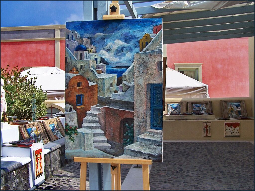 Arte e pittura a Oia, le scale di Santorini - panoramio