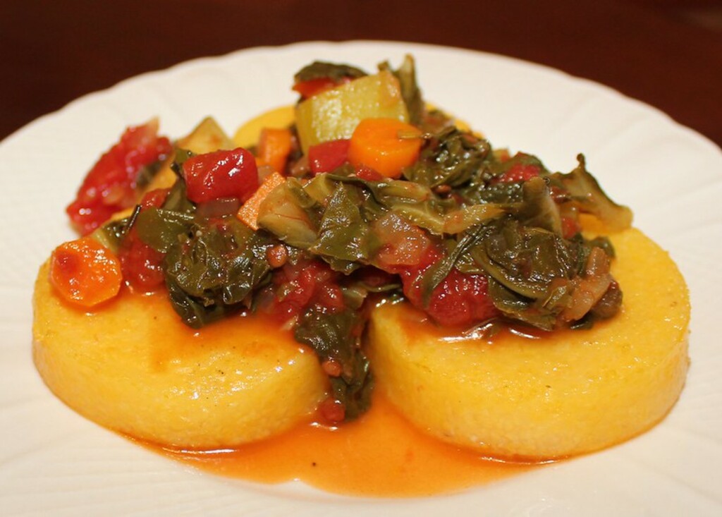 Roasted Polenta with Swiss Chard