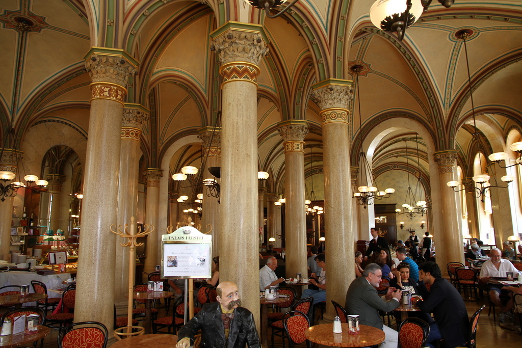 Cafe Central in Vienna interior near entrance