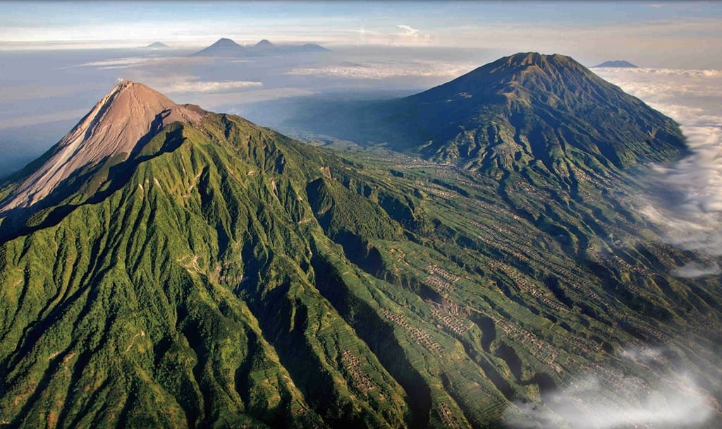 Merapi and 6 other Volcanoes in Java Indonesia