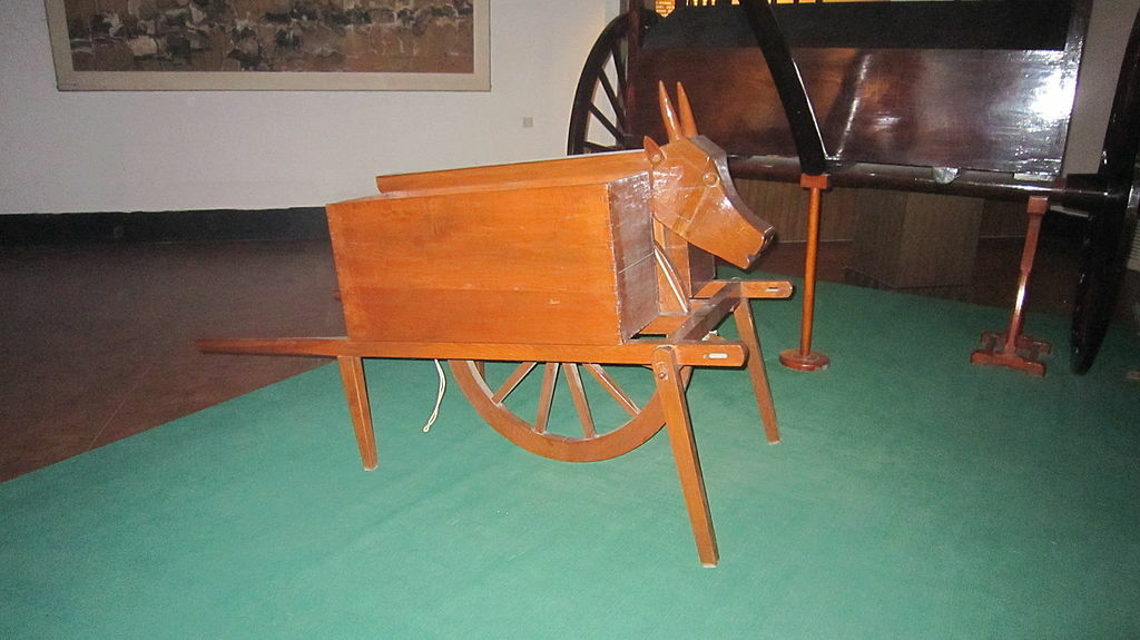 Wooden ox replica in the Ancient Chariot Museum in Zibo, China
