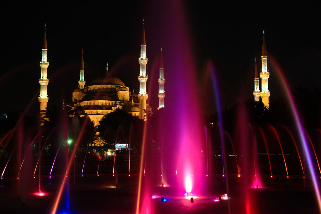Blue mosque night
