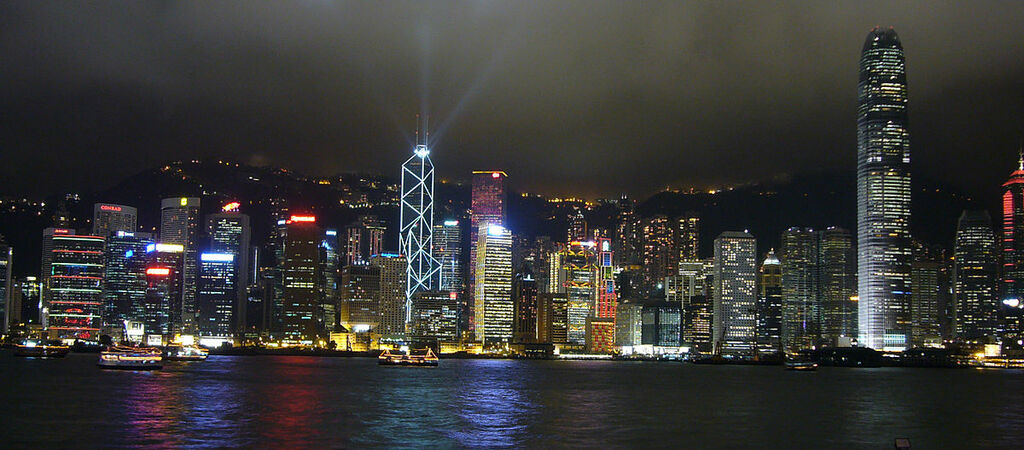 Hong Kong skyline night lights