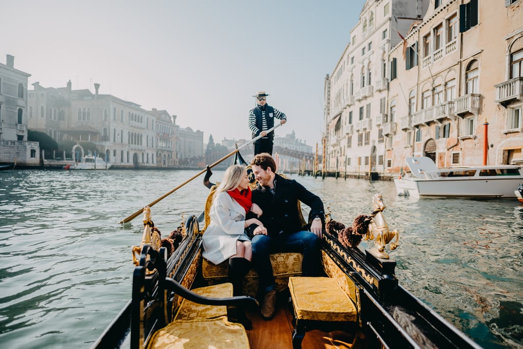 Couple on a gondola in Italy