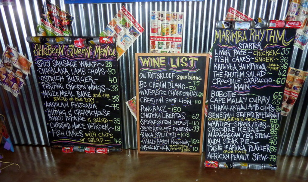 Marimba Rhythm Menu - Hermanus - Western Cape - South Africa