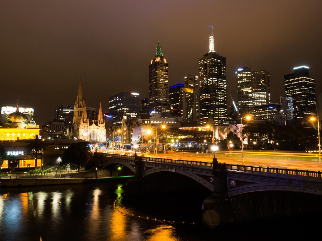 Melbourne Yarra River at Night 