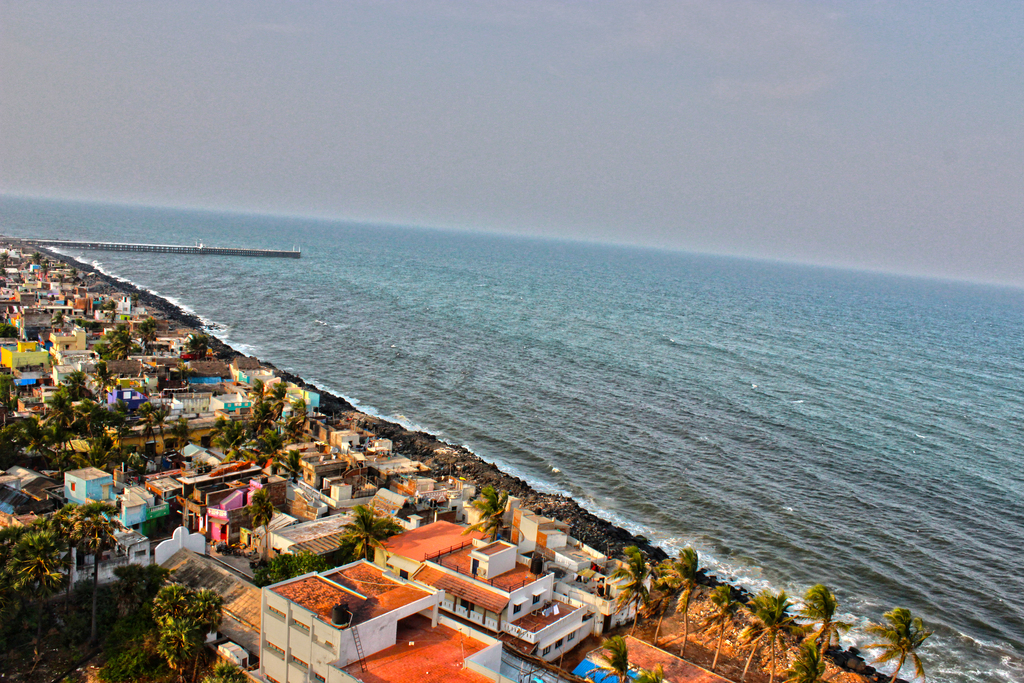 Rock beach aerial view