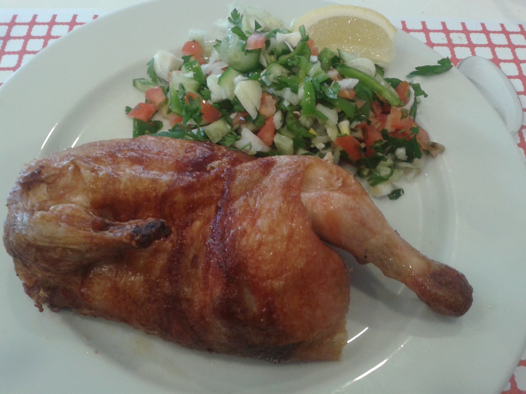 Half a chicken with salad