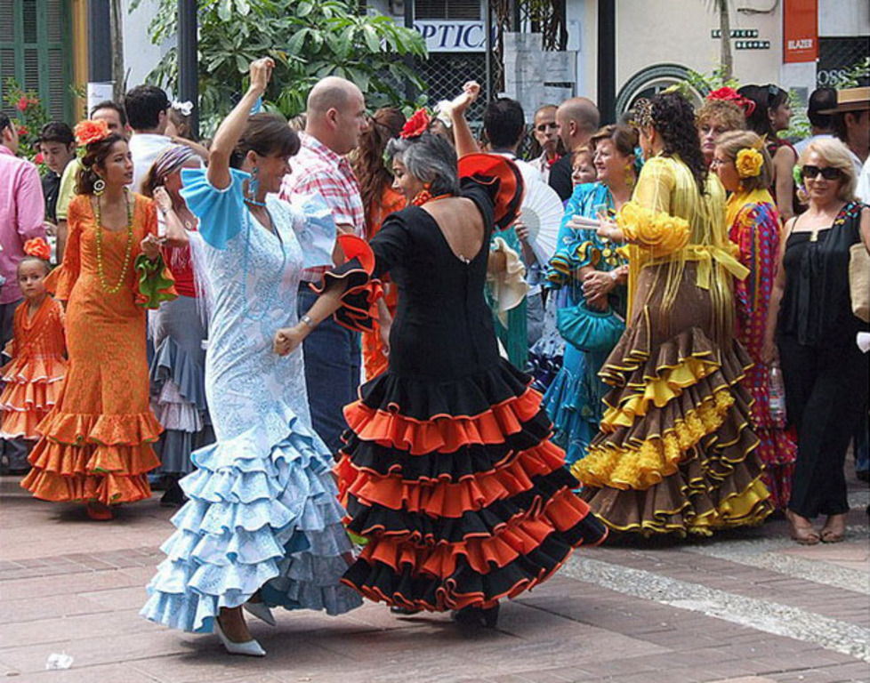 Flamenco dancing in an Andalusian plaza
