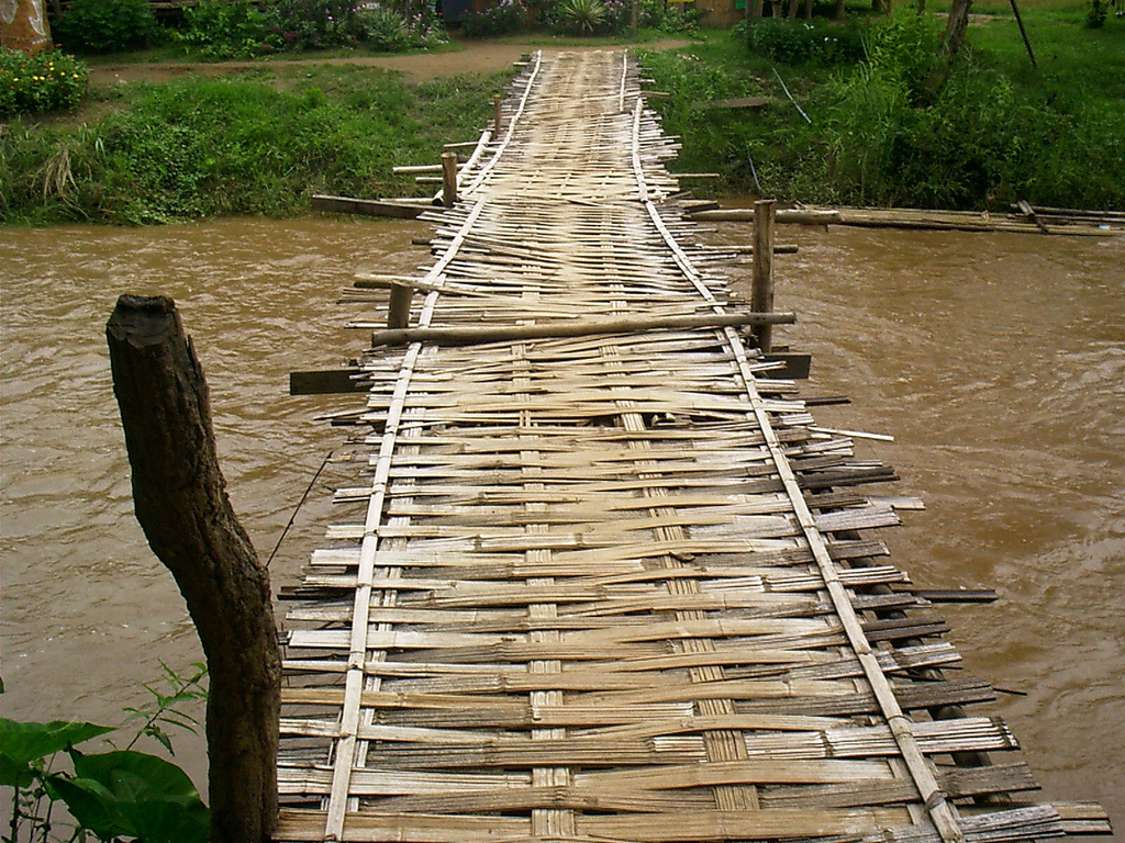 Bamboo bridge over Pai River