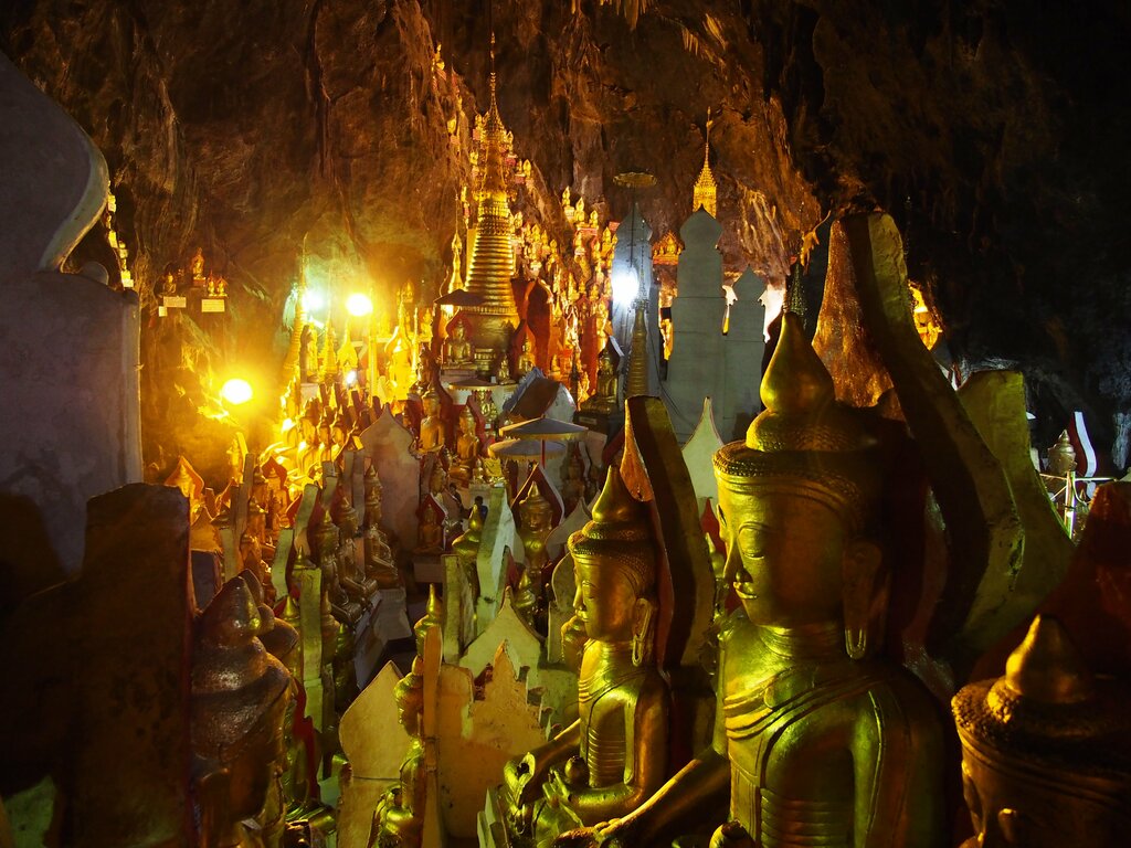 Inside Shwe Oo Min Natural Cave Pagoda.