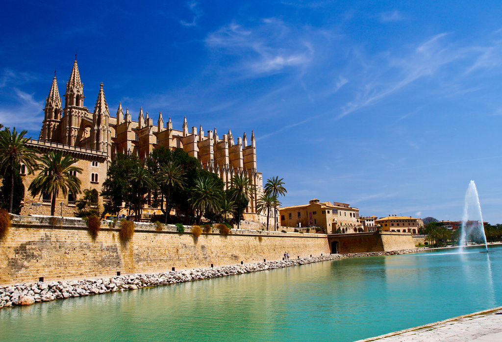 the Cathedral of Santa Maria of Palma and Parc del Mar  Majorca, Spain