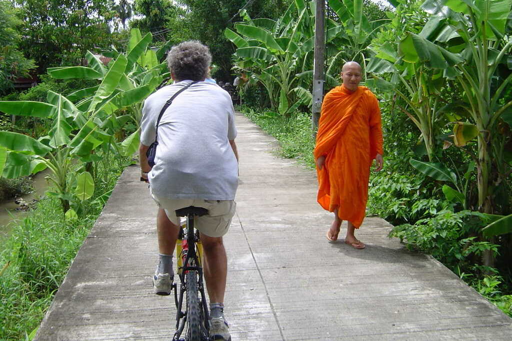 Cycling through the village