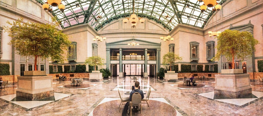 Serenity Library Skylight Chicago Panorama at Harold Washington Library Winter Garden