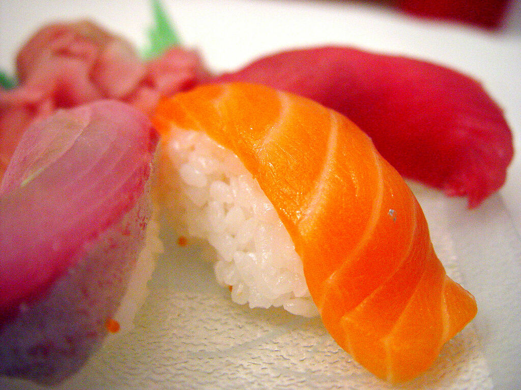 Salmon sushi cut
