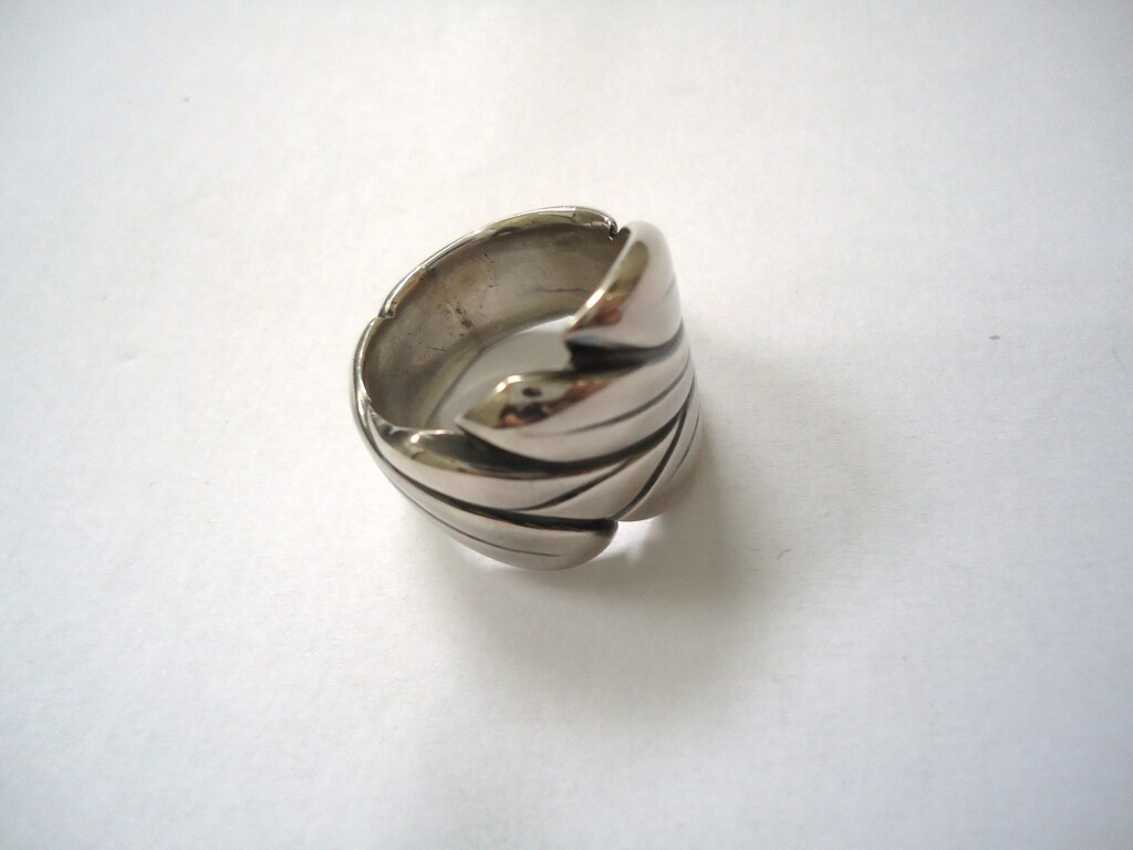 Carved silver ring