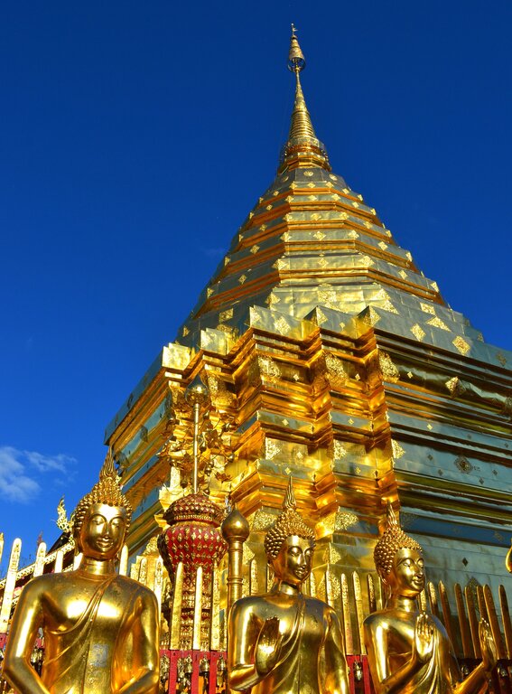 Thailand Wat Phra That Doi Suthep Temple Golden Mount with Buddha Statues