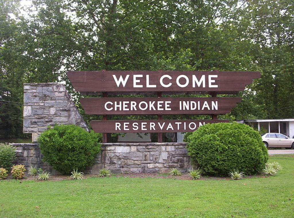 Cherokee Indian Reservation sign, NC