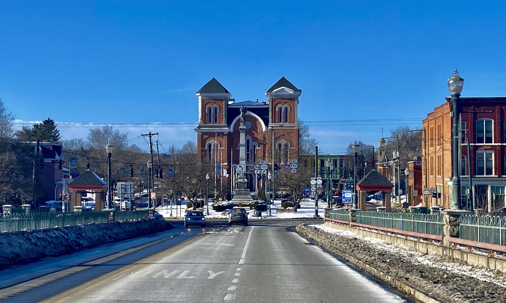 Courthouse Square as seen from Court Street Bridge, Owego, New York - 20220206