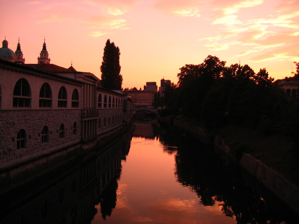 Sunset over Ljubljanica