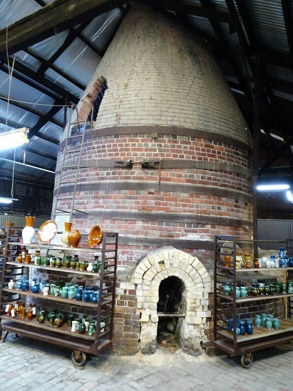 Bendigo pottery old pottery kiln with current wares on display.