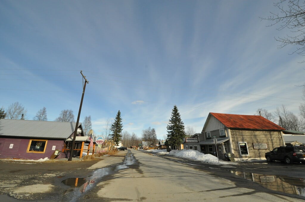 Down the main street of Talkeetna, Alaska