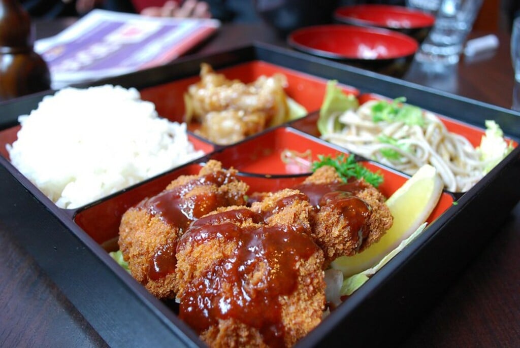 Chicken - Buto syoga yaki, Cold Buckwheat Noodle Salad with Soy Dressing, Chicken Katsu - Izakaya Hachibeh AUD12