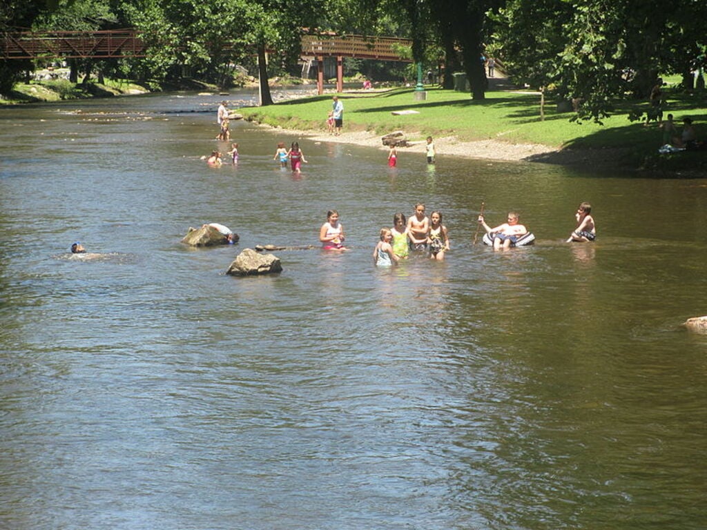 Swimming in the Oconaluftee River, Cherokee, NC IMG 5146