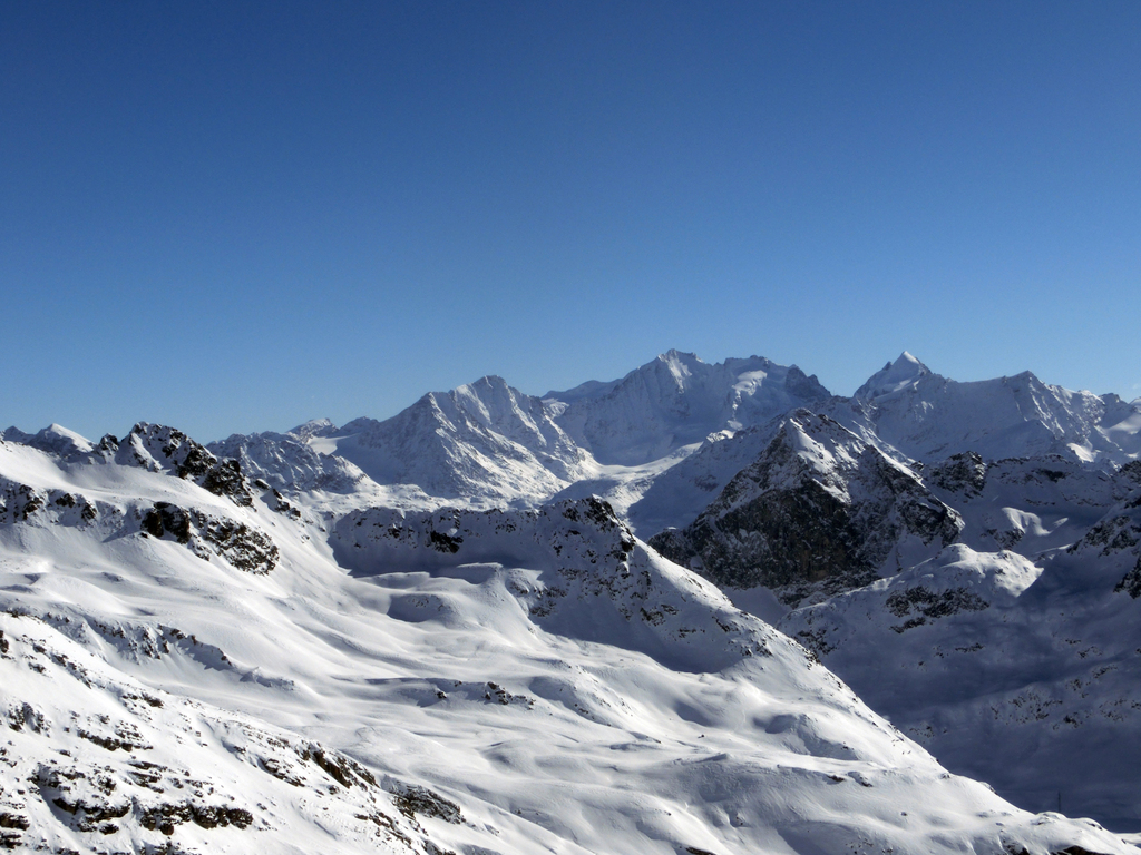 Bernina range as seen from Piz Campagnung