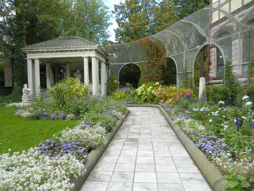 Sonnenberg Gardens and Mansion State Historic Park Blue and White Garden Mansion View