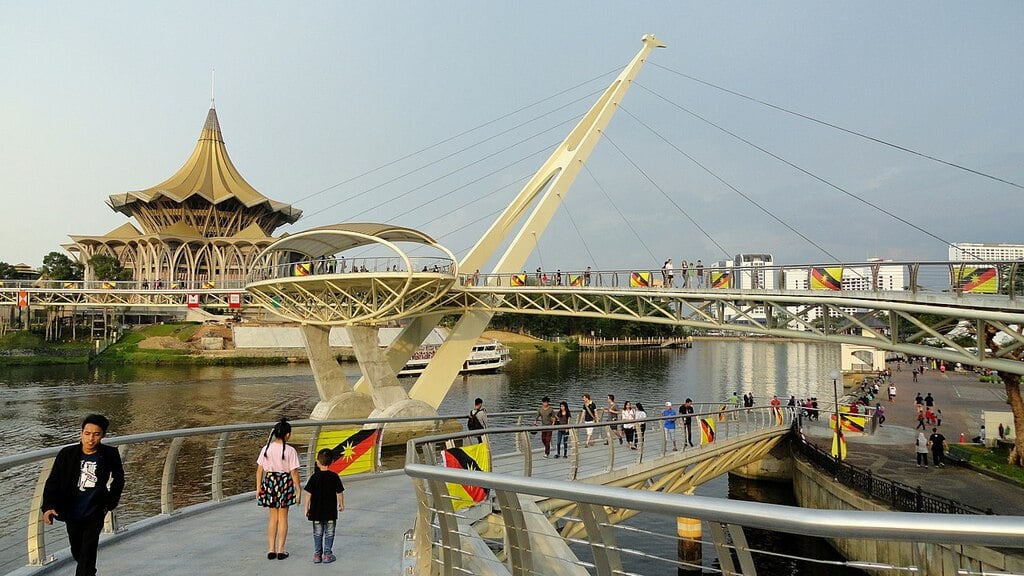 New Sarawak State Legislative Assembly Building from Darul Hana Bridge, Kuching, Sarawak