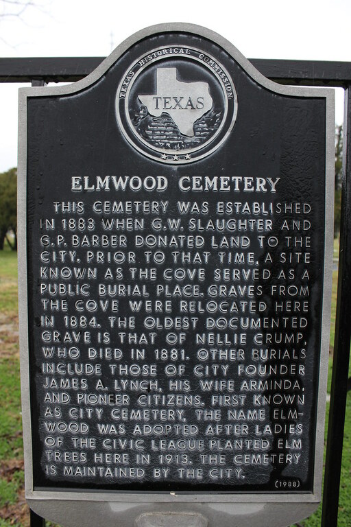 Elmwood Cemetery, Mineral Wells, Texas Historical Marker