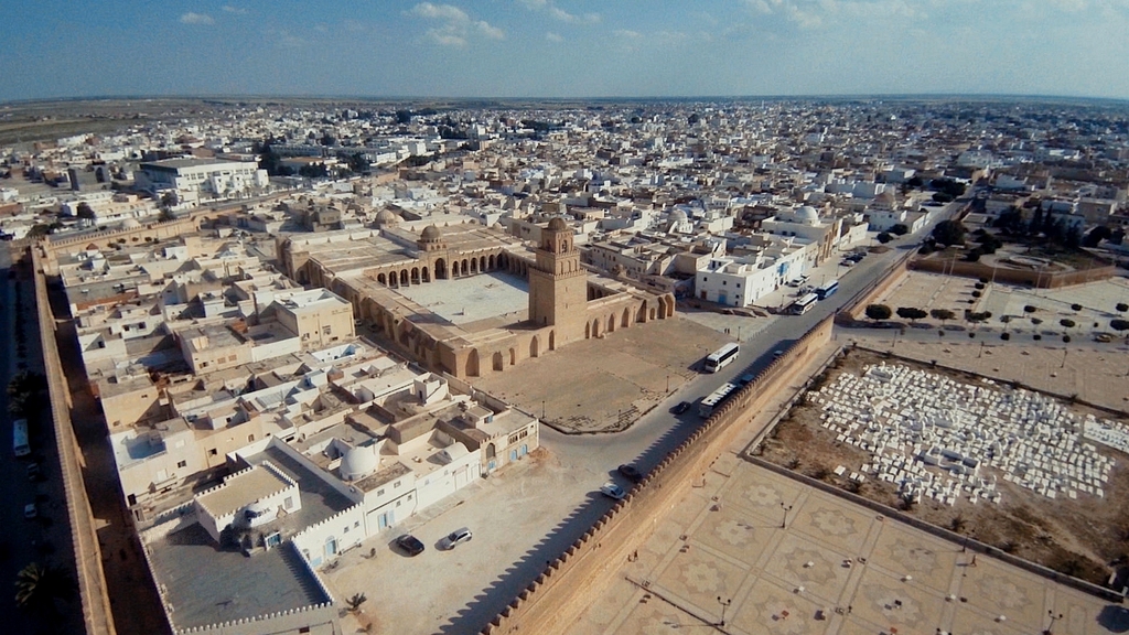 Vue aérienne de la Grande Mosquée de Kairouan, Tunisie