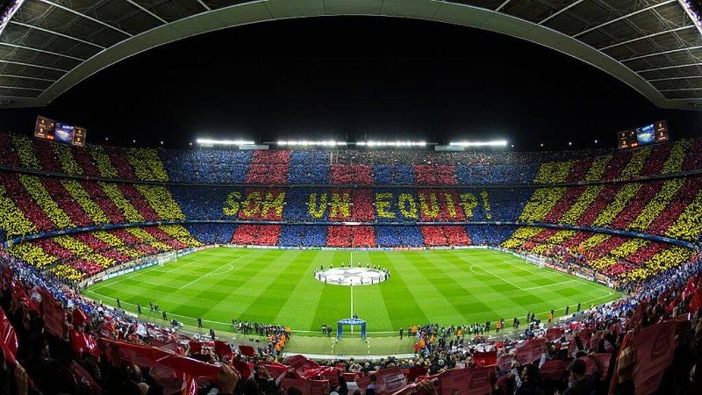 El Camp Nou en un partido de la Uefa Champions League