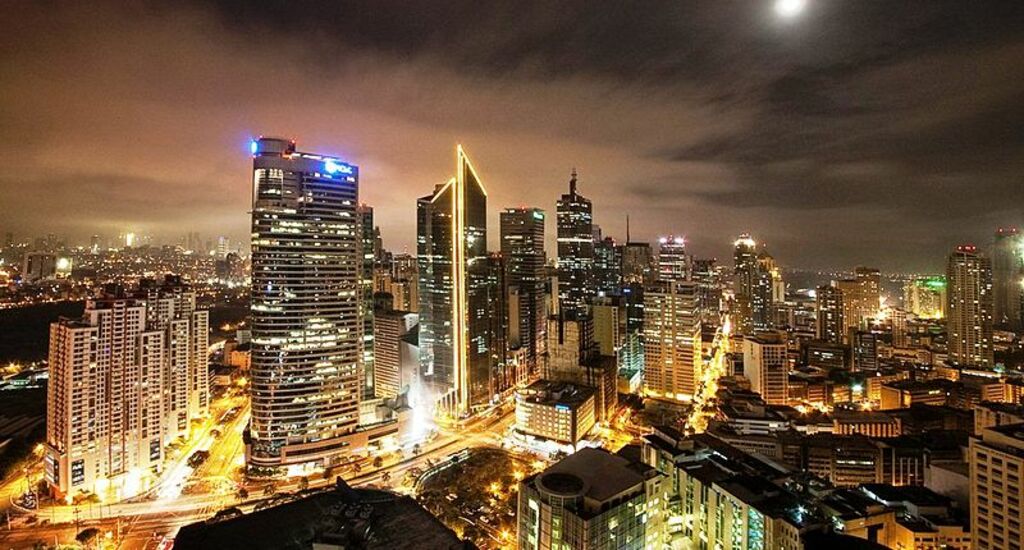 Nightly skyline of Makati, Metro Manila Dec 2011
