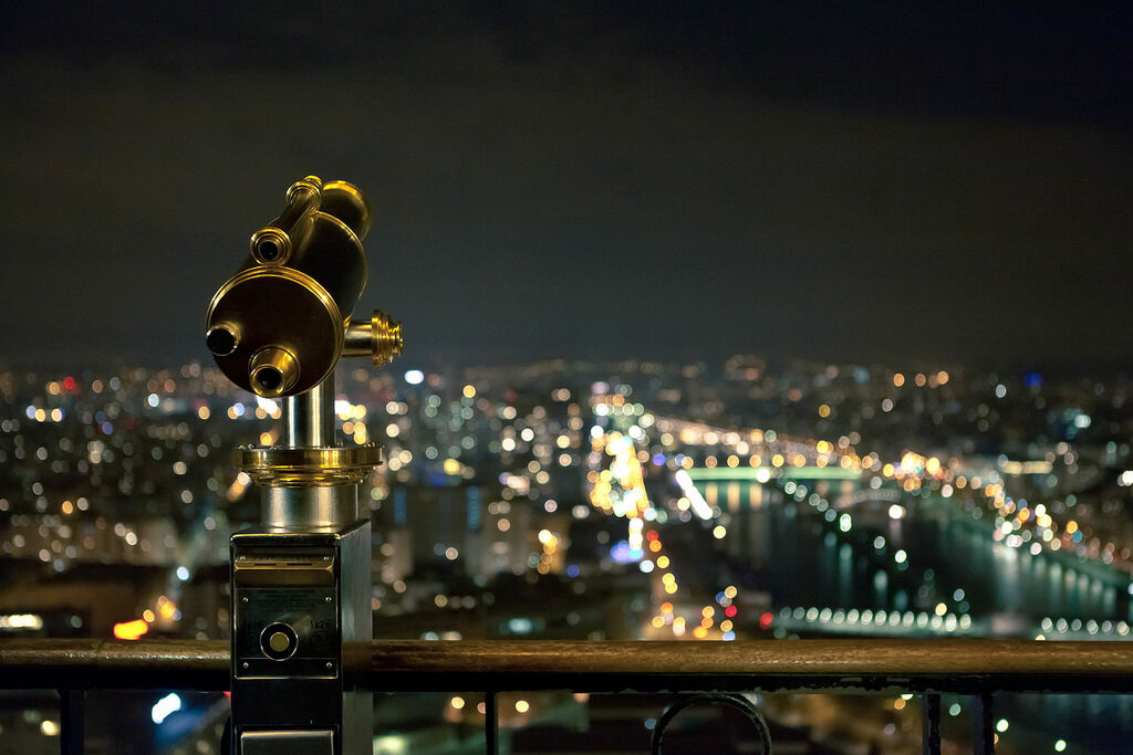 View from the Eiffel Tower at night, 8 April 2013
