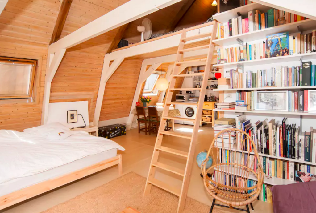 Living room, leading to loft