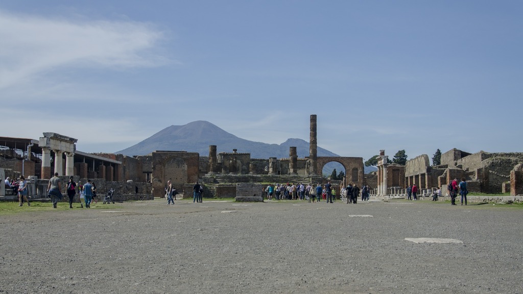 Pompeii with Mt Vesuvius in the background