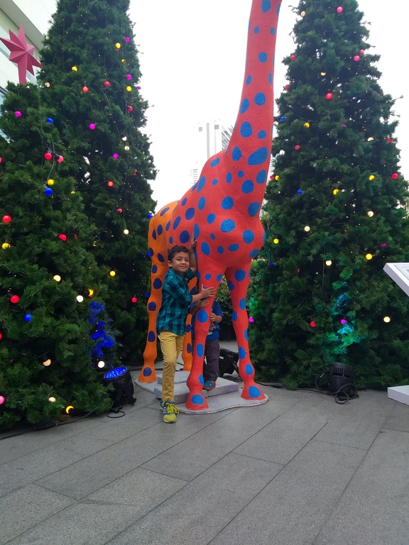 Christmas decor at the mall entrance