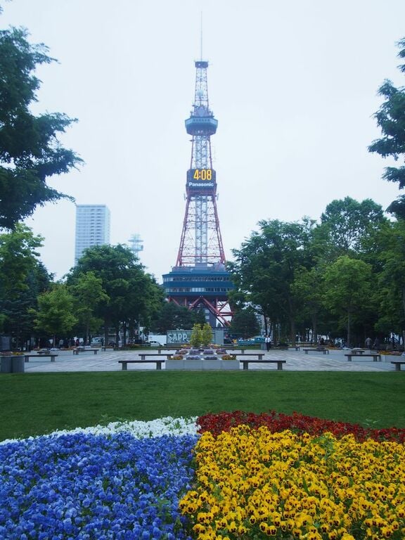 Picnic among the flower beds of Odori Park