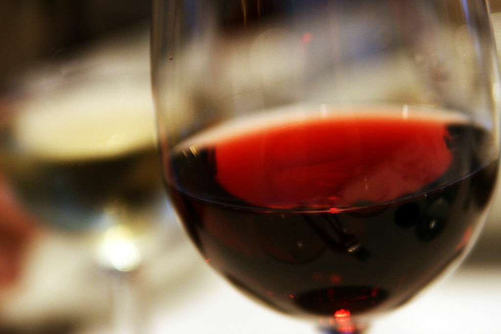 Red wine closeup in glass