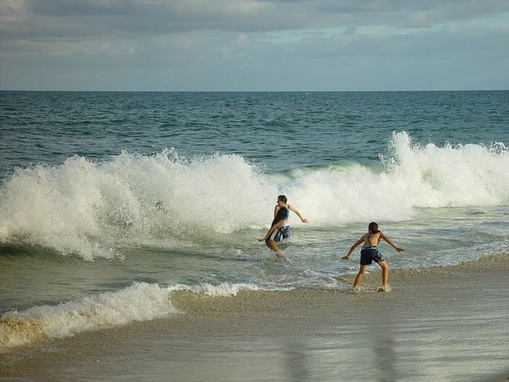 Swimming at beach
