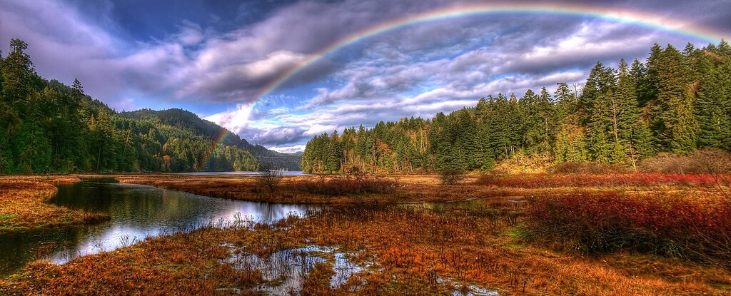 Goldstream Provincial Park HDR rainbow panorama