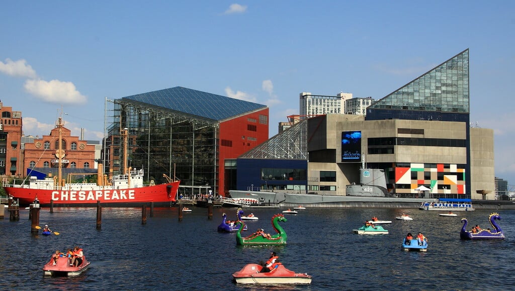 National Aquarium across Inner Harbour in Baltimore