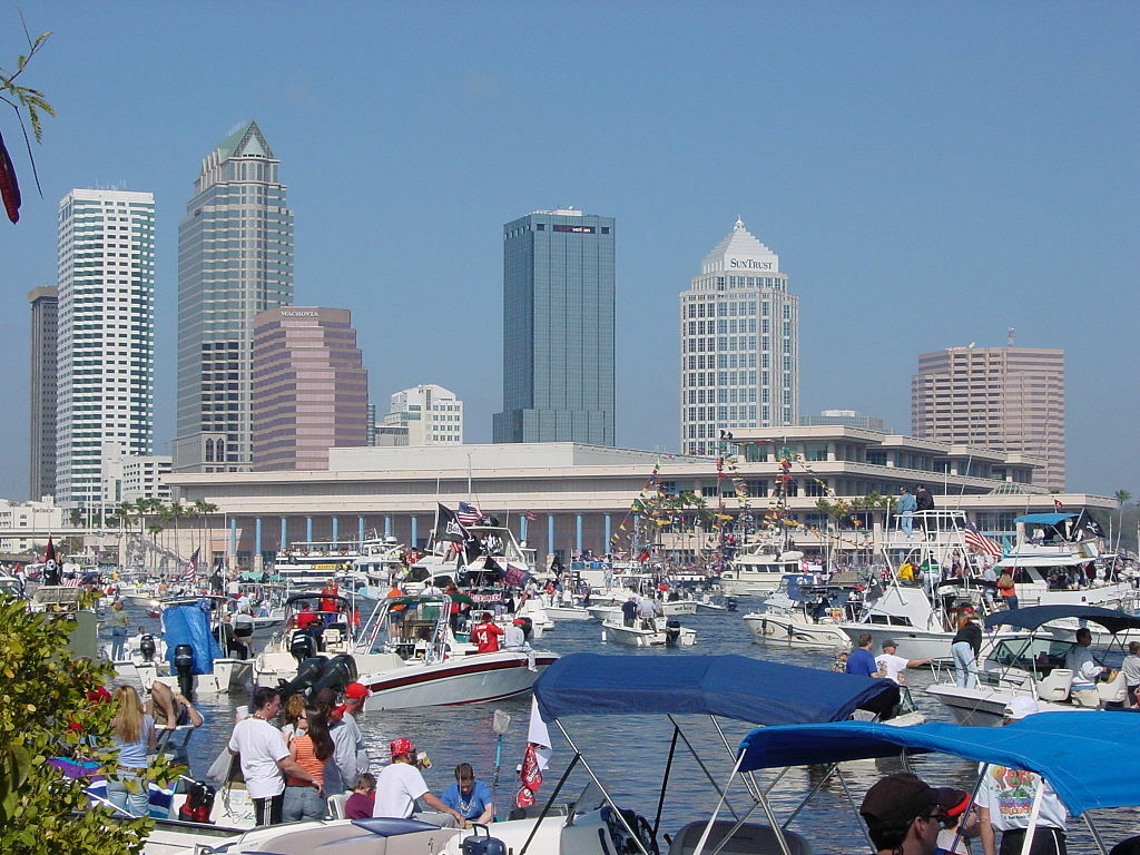 Downtown Tampa and Convention Center During Gasparilla Pirate Fest 2003