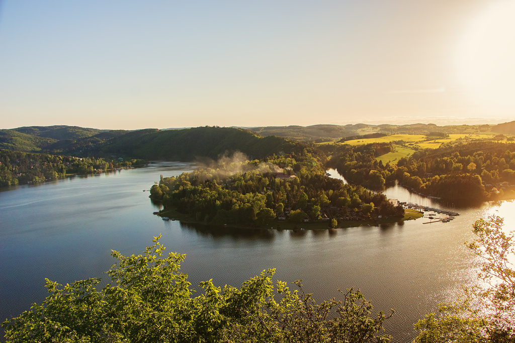 Panorama of lake Slapy near Prague on river Vltava