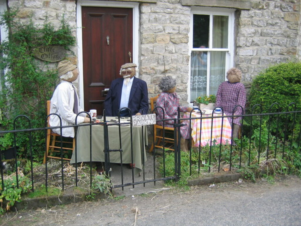 Scarecrows outside Cliffe Cottage - geograph.org.uk - 453680