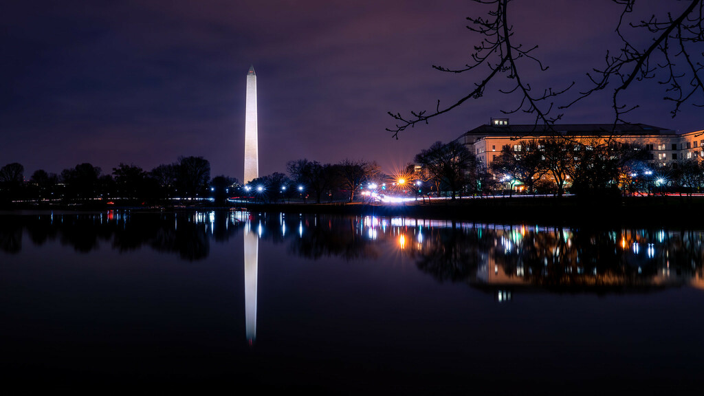 The Washington Monument Reflects in the Tidal Basin