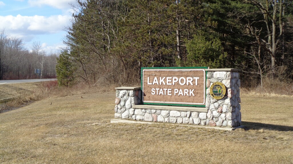 Lakeport State Park (Michigan) sign