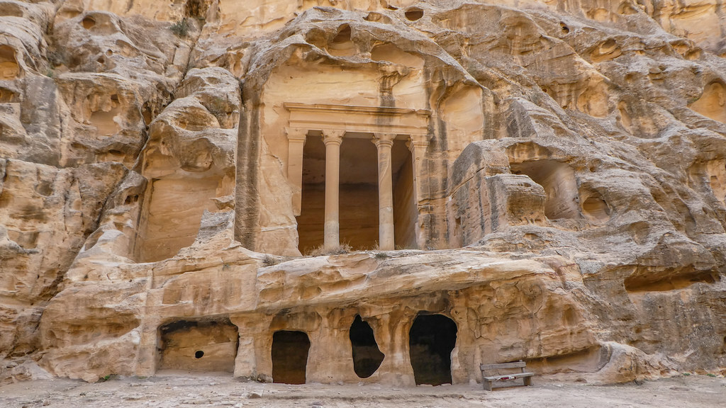 Dwellings carved in the rocks of Little Petra